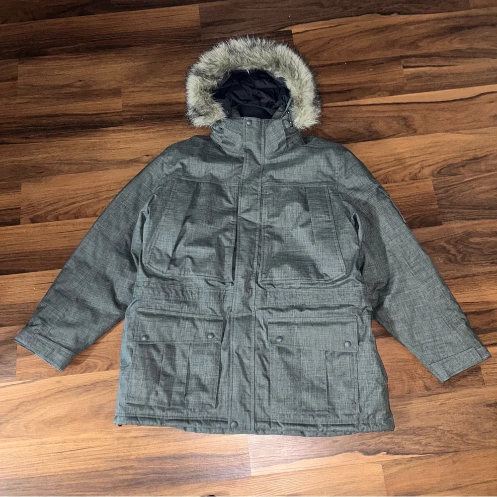 LL Bean Mens Baxter State Hooded Parka Coat Down Jacket Size XXL Reg Charcoal - Picture 1 of 16